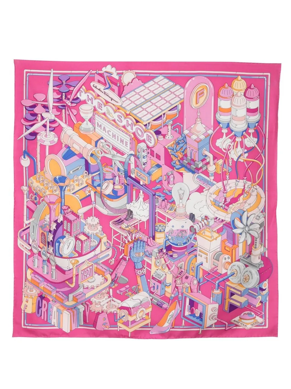 

Ferragamo silk graphic-print scarf - Pink