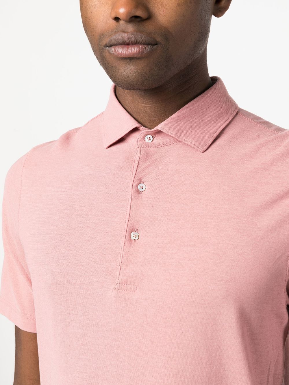 Shop Lardini Cotton Short-sleeved Polo Shirt In 粉色