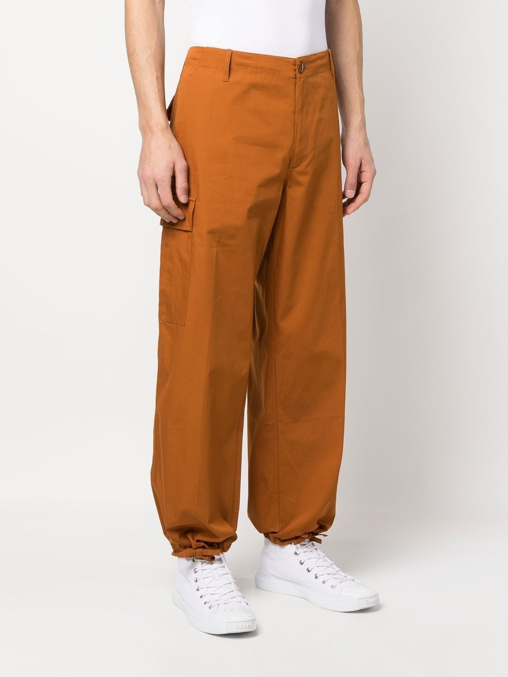 Shop Kenzo Straight-leg Cargo Trousers In Brown