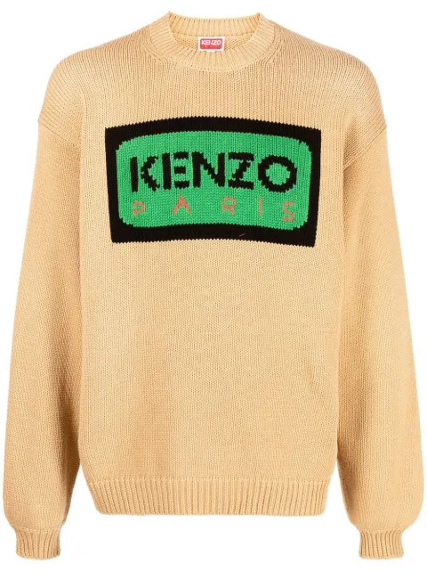 logo-intarsia knitted jumper