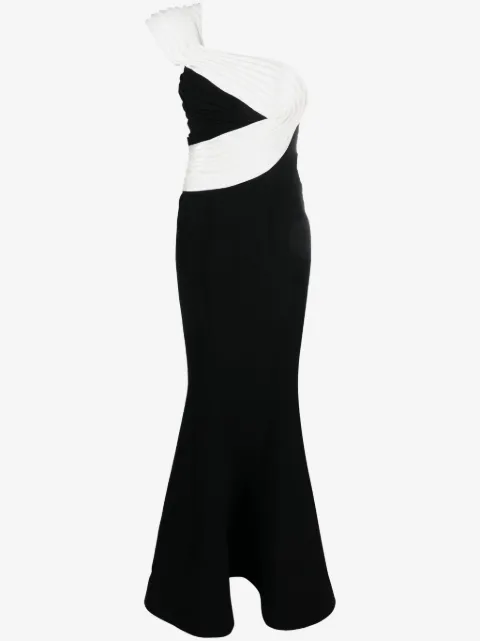 Gaby Charbachy  draped one-shoulder long dress
