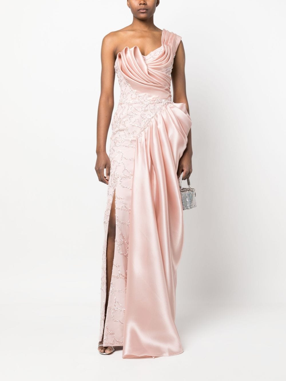 Shop Gaby Charbachy Sequin-embellished Long Dress In Pink