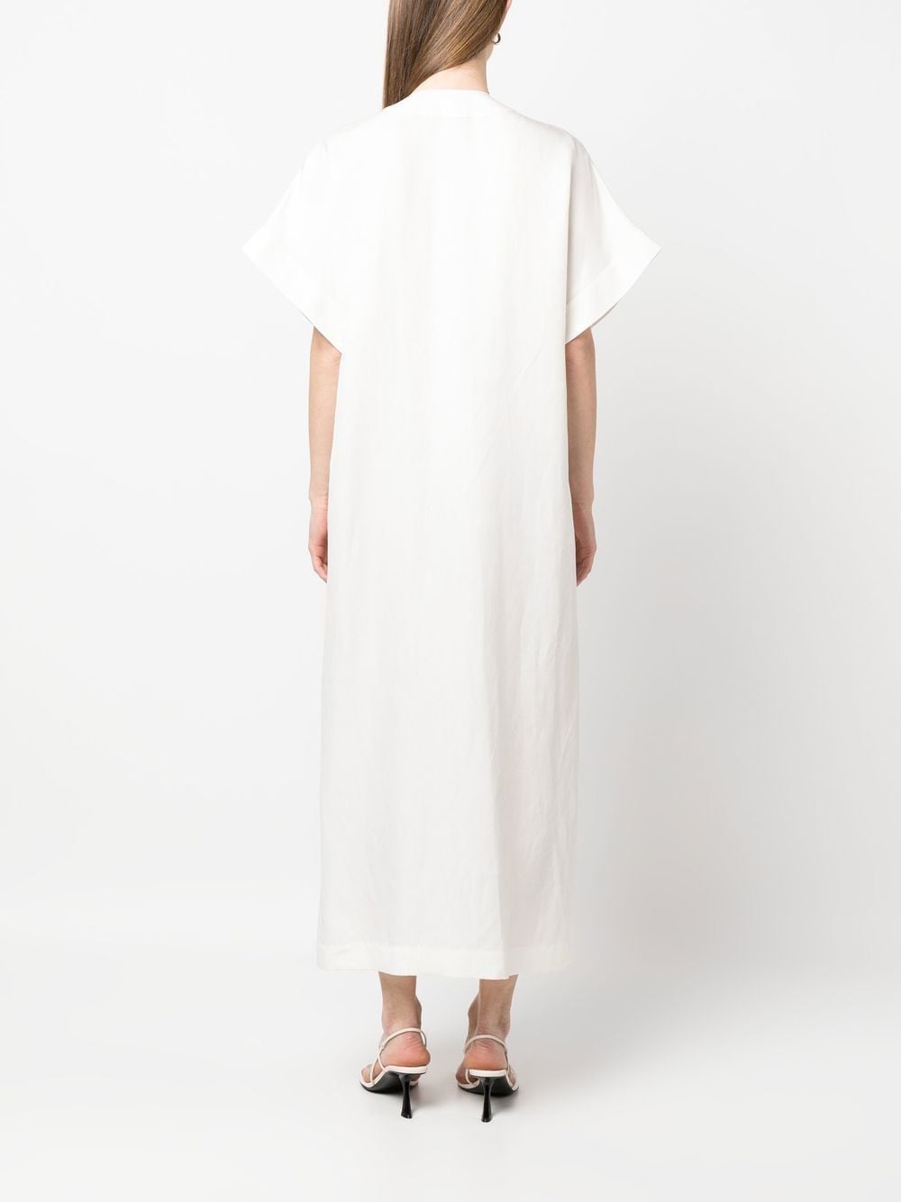 Shop Ferragamo Short-sleeved Buttoned Maxi Dress In White