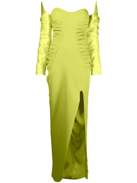 Gaby Charbachy  off-shoulder ruched gown
