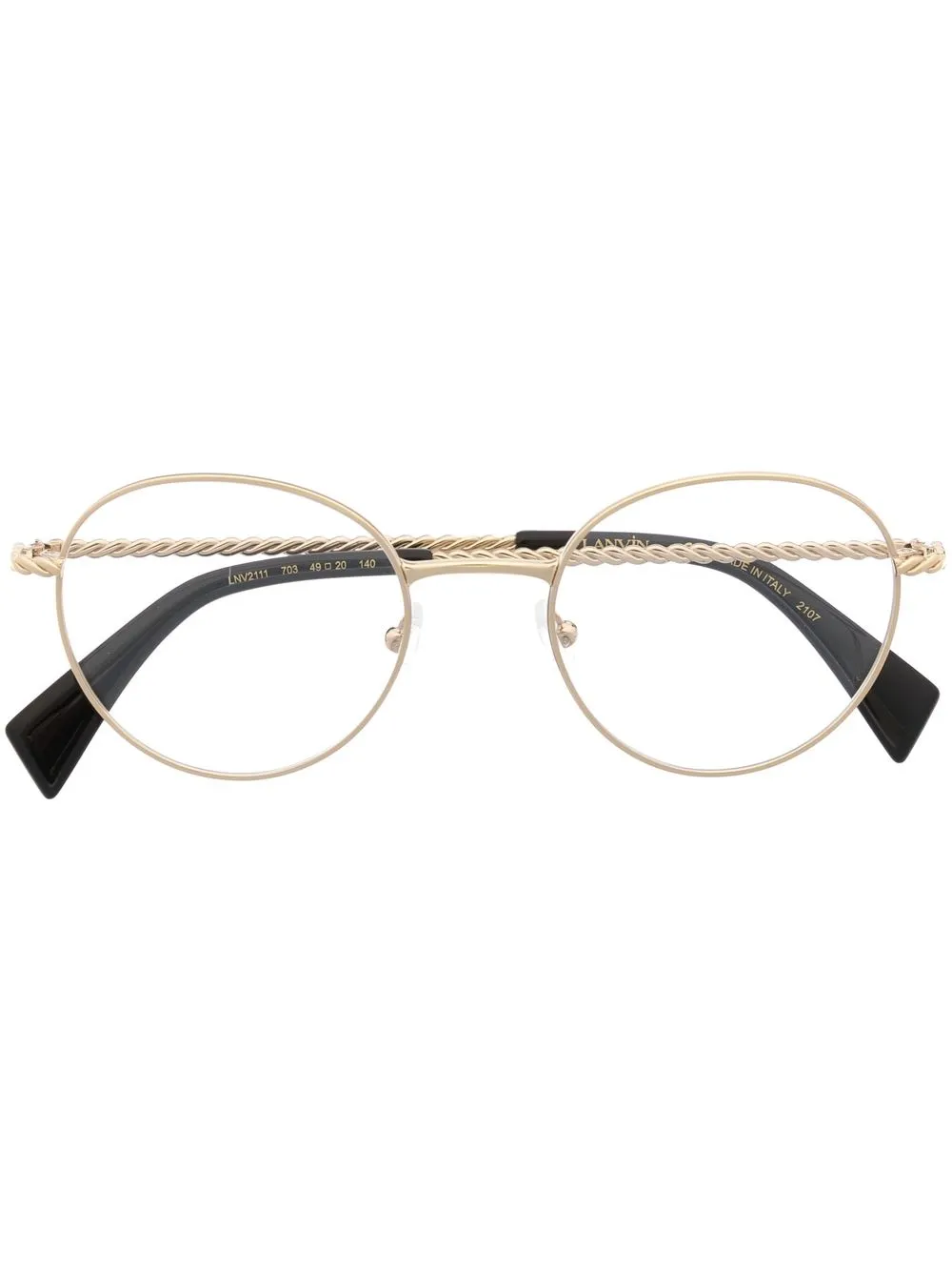 

Lanvin round-frame logo-print glasses - Gold