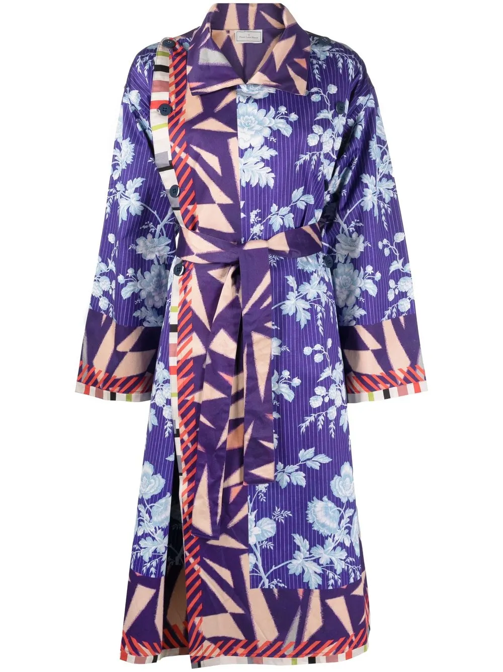 

Pierre-Louis Mascia floral-print belted long-sleeved dress - Blue