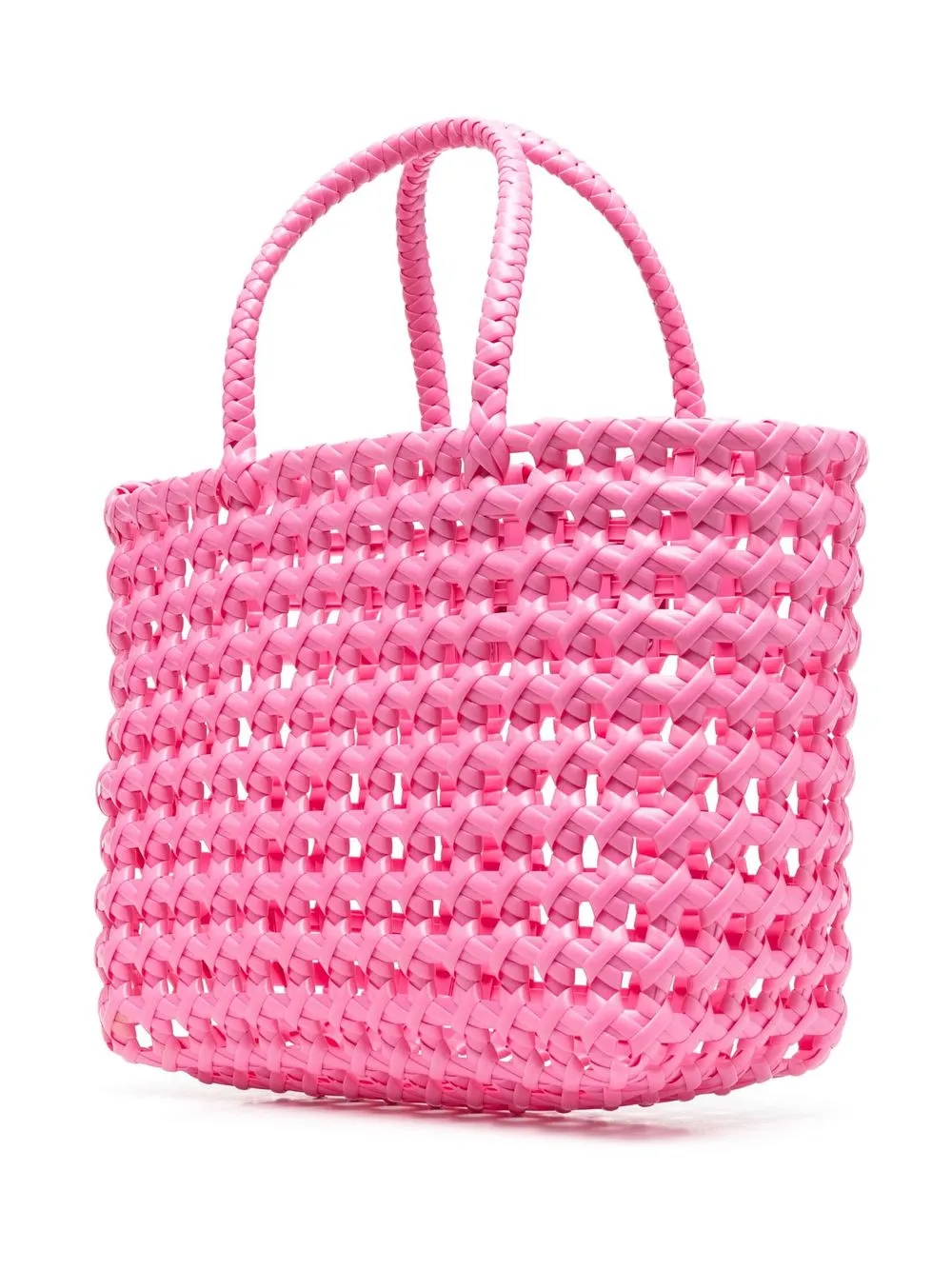 Msgm Logo-plaque Woven Tote Bag In Pink