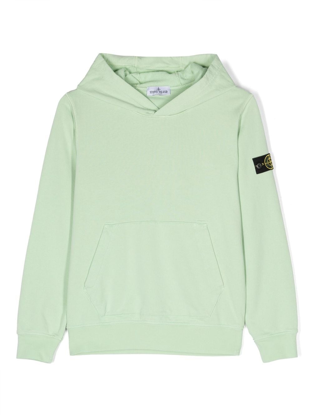 Shop Stone Island Junior Compass-patch Cotton Hoodie In Green