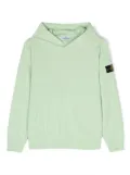 Stone Island Junior Compass-patch cotton hoodie - Green