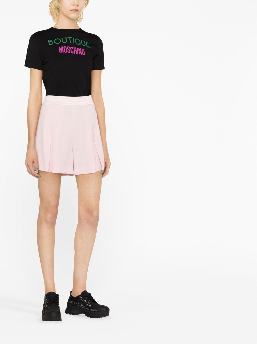 Shop Boutique Moschino Inverted-pleat Detail Shorts In Pink