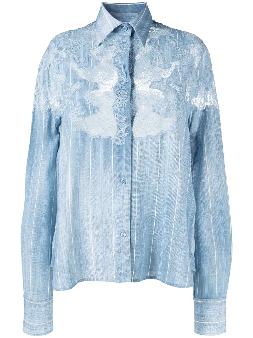 

Ermanno Scervino lace-detail panelled shirt - Blue