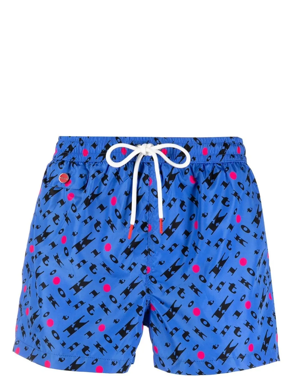 KITON LOGO POLKA DOT PRINT SWIM SHORTS