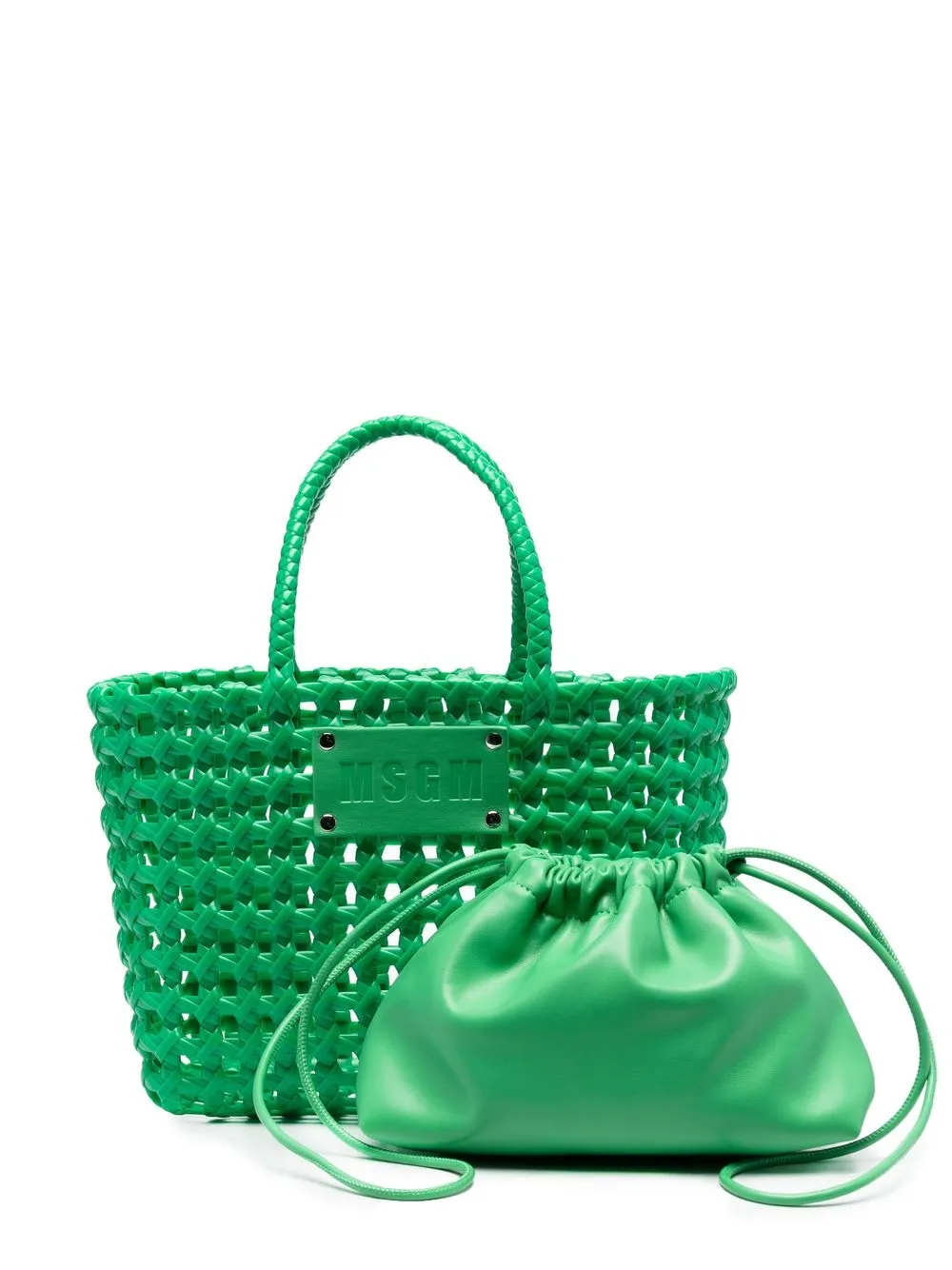 

MSGM woven logo-patch tote bag - Green