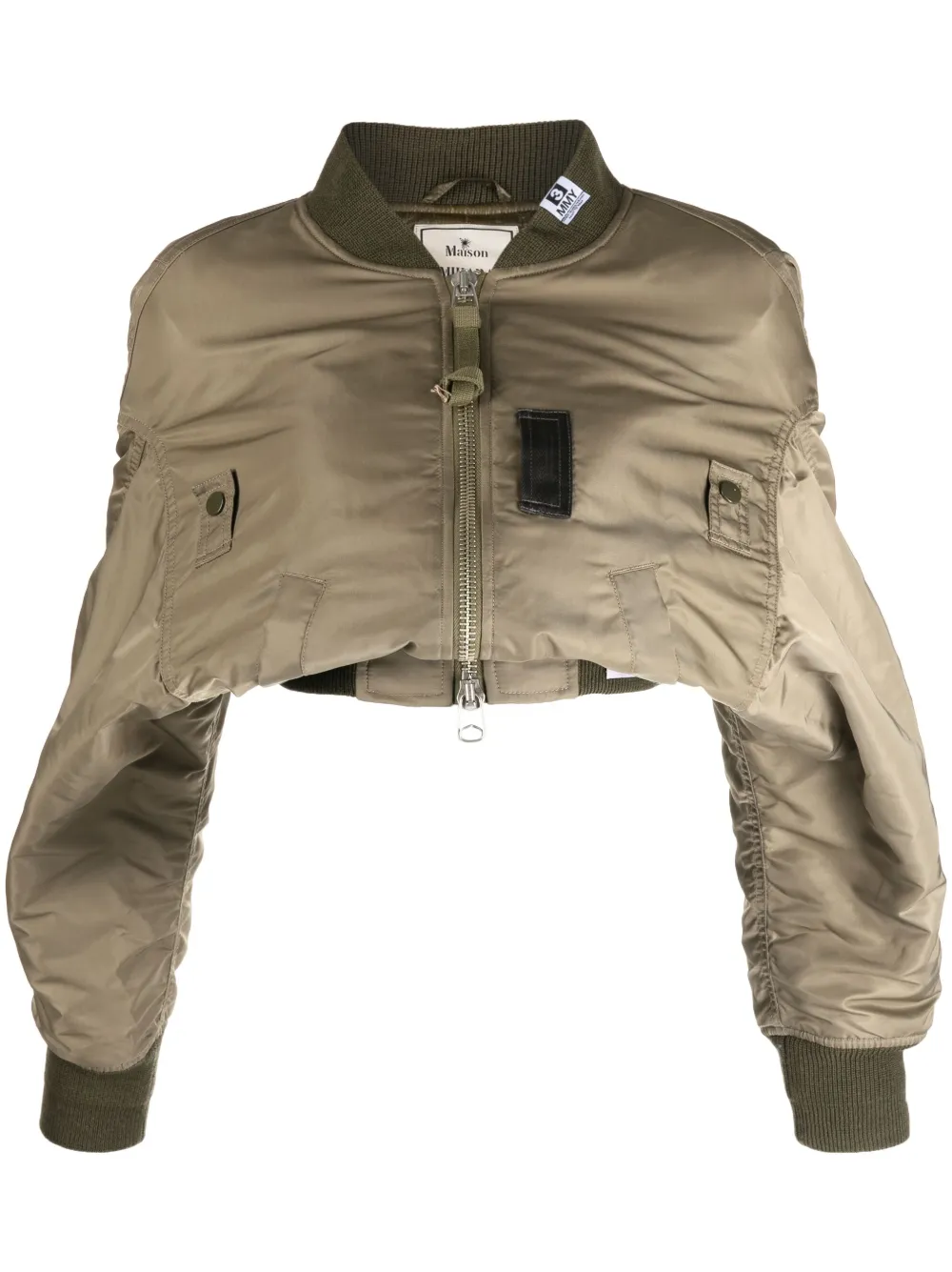 ruched cropped bomber jacket