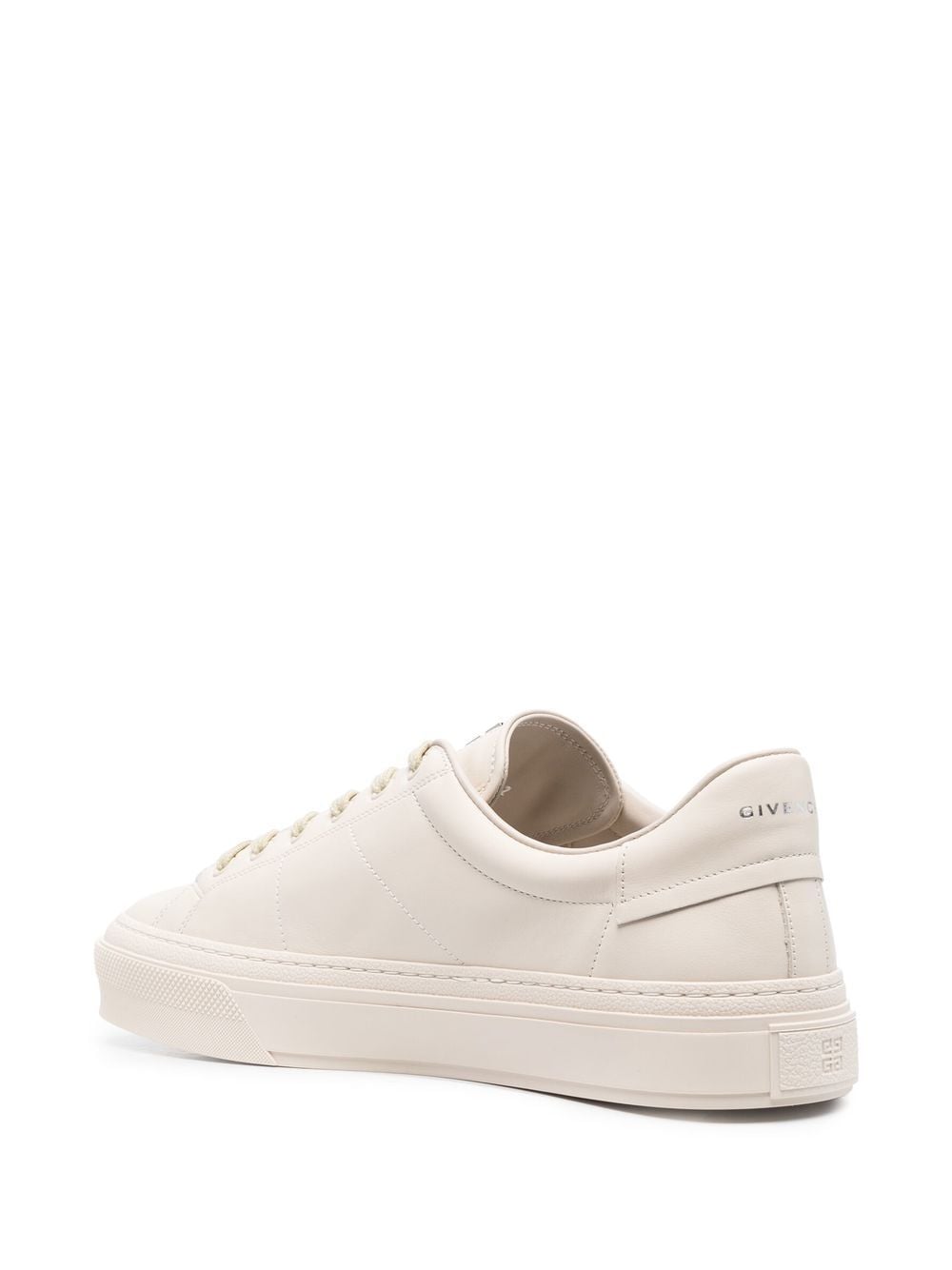 Shop Givenchy Logo-print Leather Sneakers In Neutrals