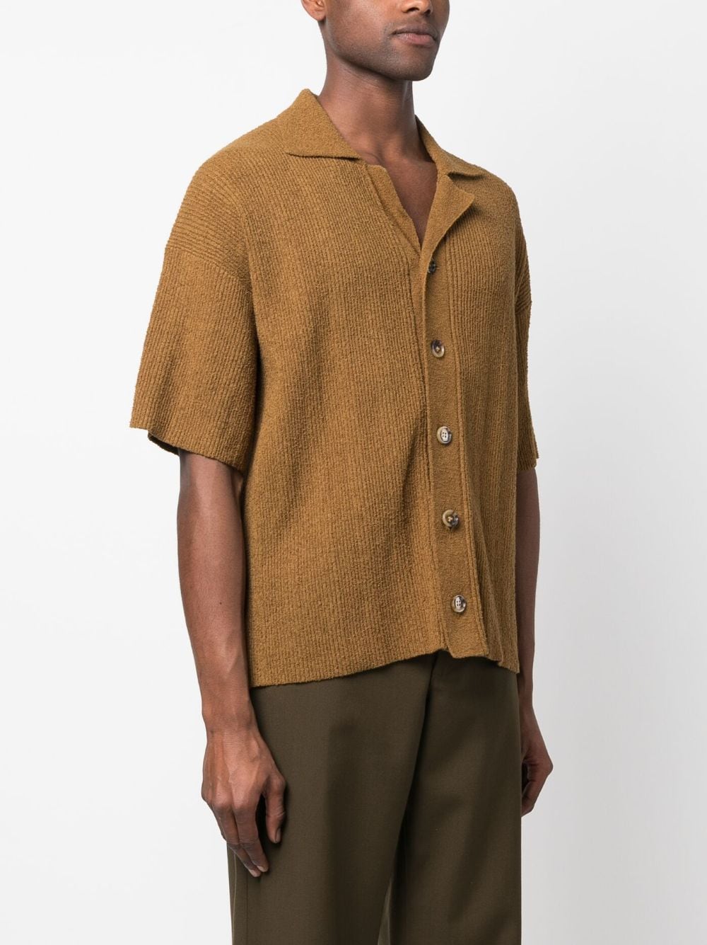 Shop Nanushka Knitted Short-sleeve Shirt In Brown