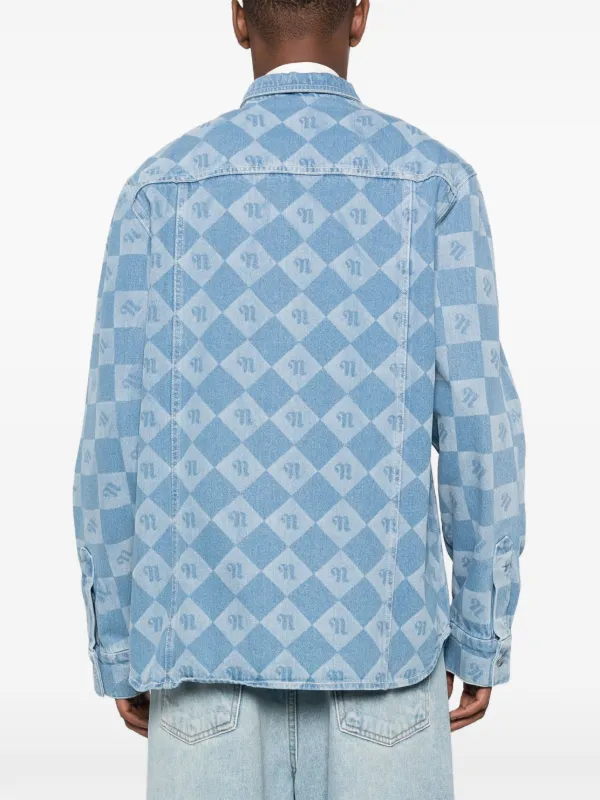 NANUSHKA 売れ筋商品|||ナヌーシュカ シャツ トップス レディース Denim shirts Blue Beaux - Leather-Trimmed Denim Shirt - Mid Blue – Nanushka