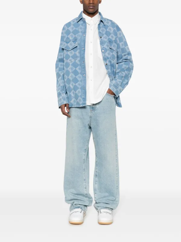Nanushka monogram-print Denim Shirt Blue FARFETCH ID