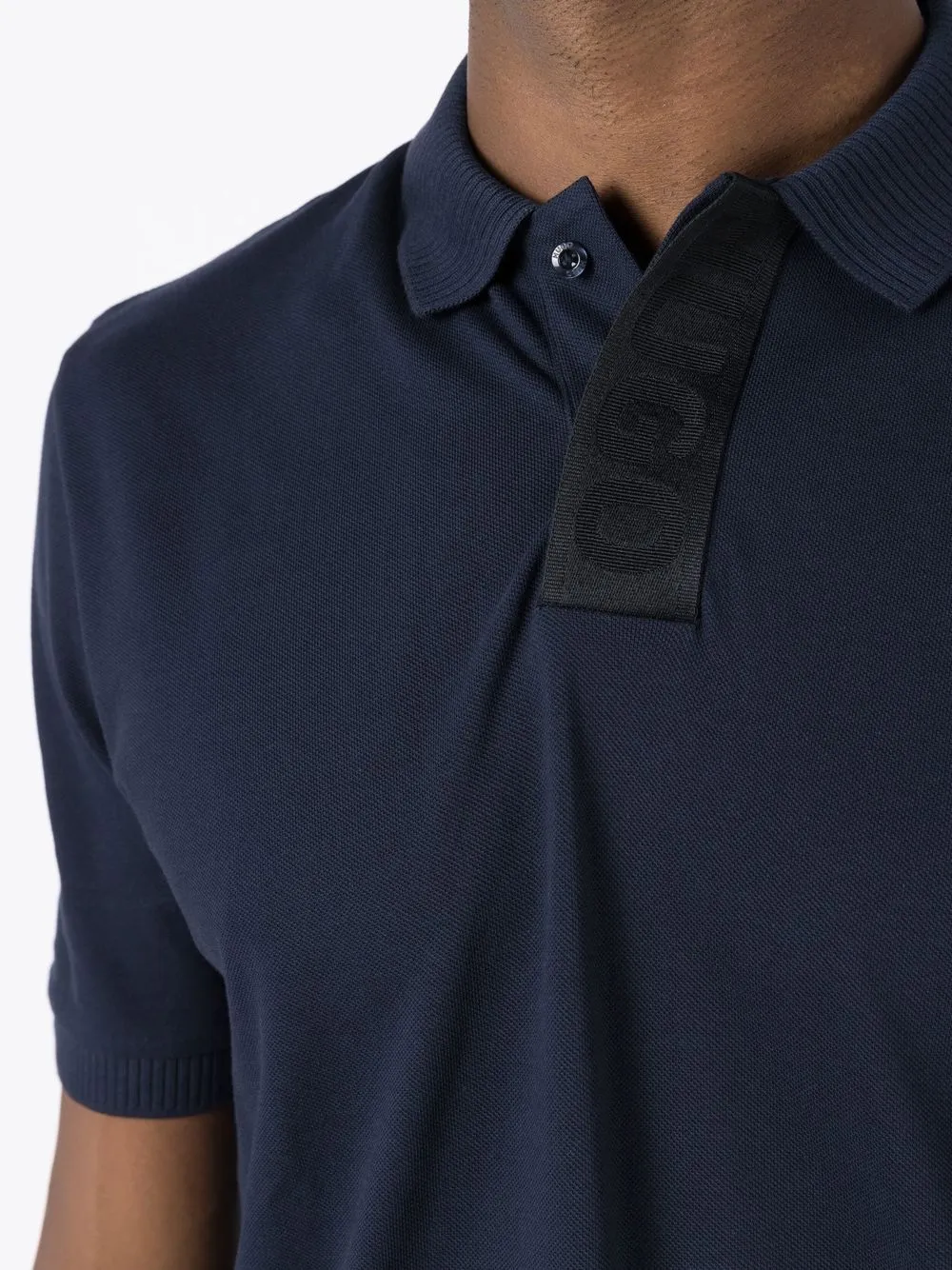 Hugo Boss Logo-print Cotton Polo Shirt In Blue