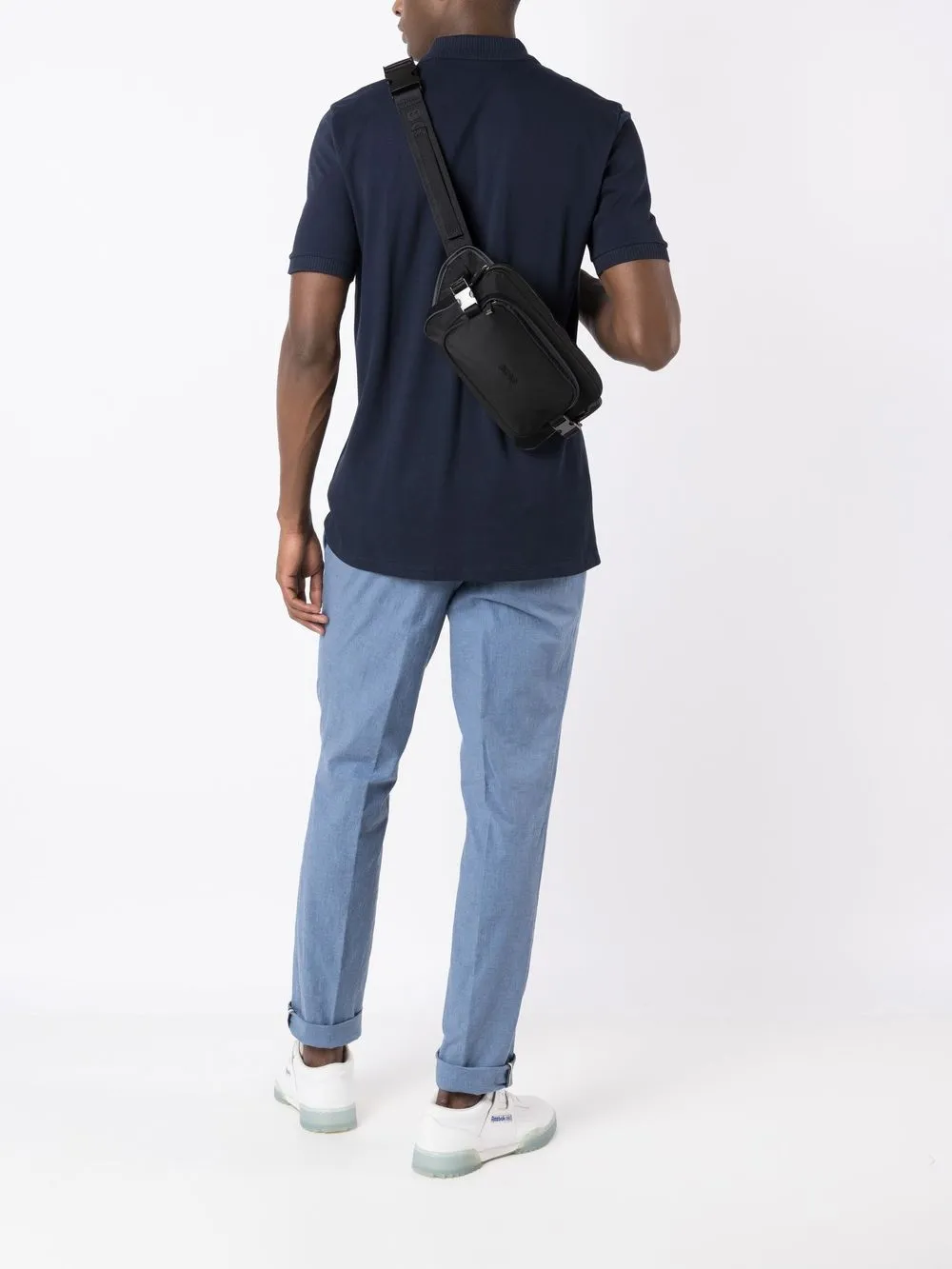 Hugo Boss Logo-print Cotton Polo Shirt In Blue