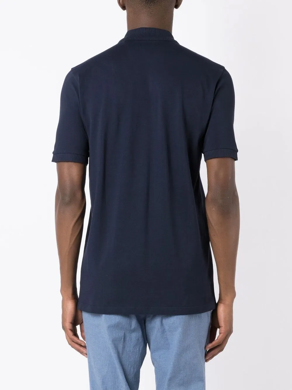 Hugo Boss Logo-print Cotton Polo Shirt In Blue