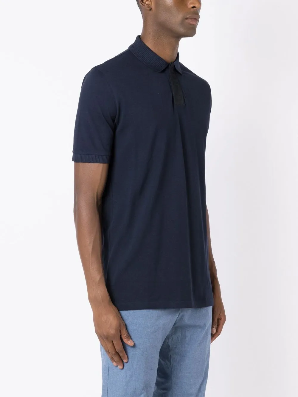 Hugo Boss Logo-print Cotton Polo Shirt In Blue