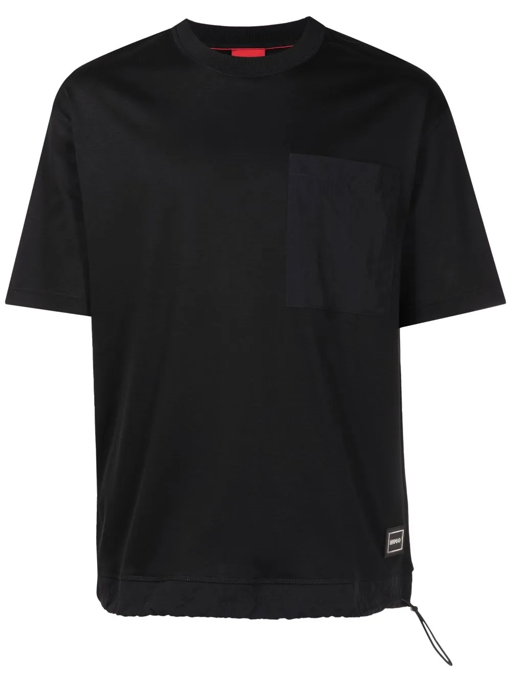 

HUGO drawstring patch-pocket T-shirt - Black