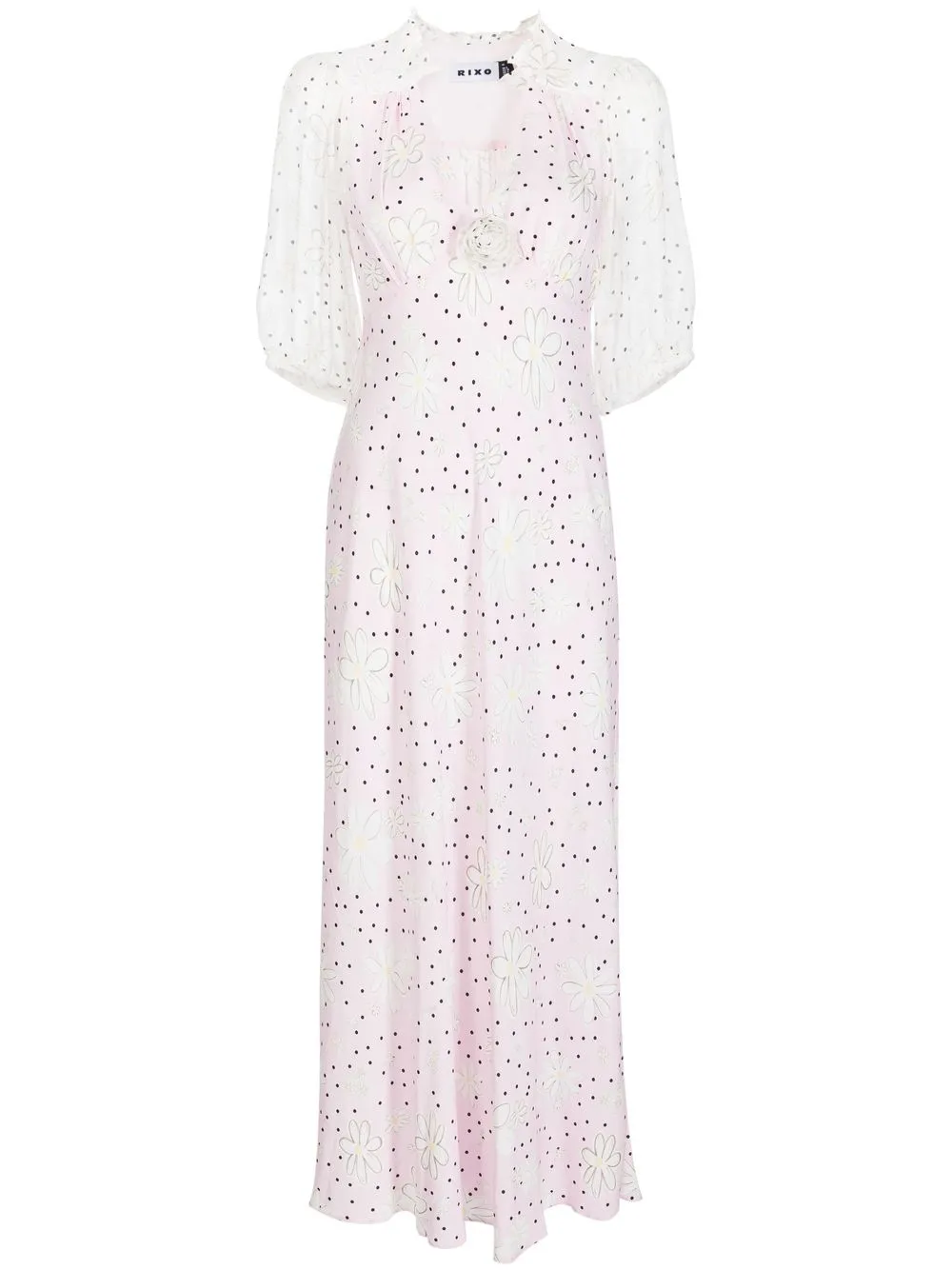 

Rixo Nicolette polka dot-print midi dress - White