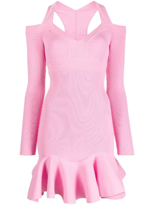 Alexander McQueen ストレッチジャージー ミニドレス ピンク Alexander McQueen ストレッチジャージー ミニドレス ピンク