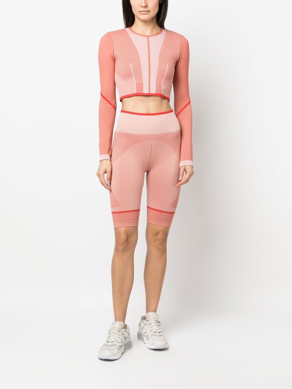 Shop Adidas By Stella Mccartney Truestrength Seamless Long Sleeve Crop Top In Orange