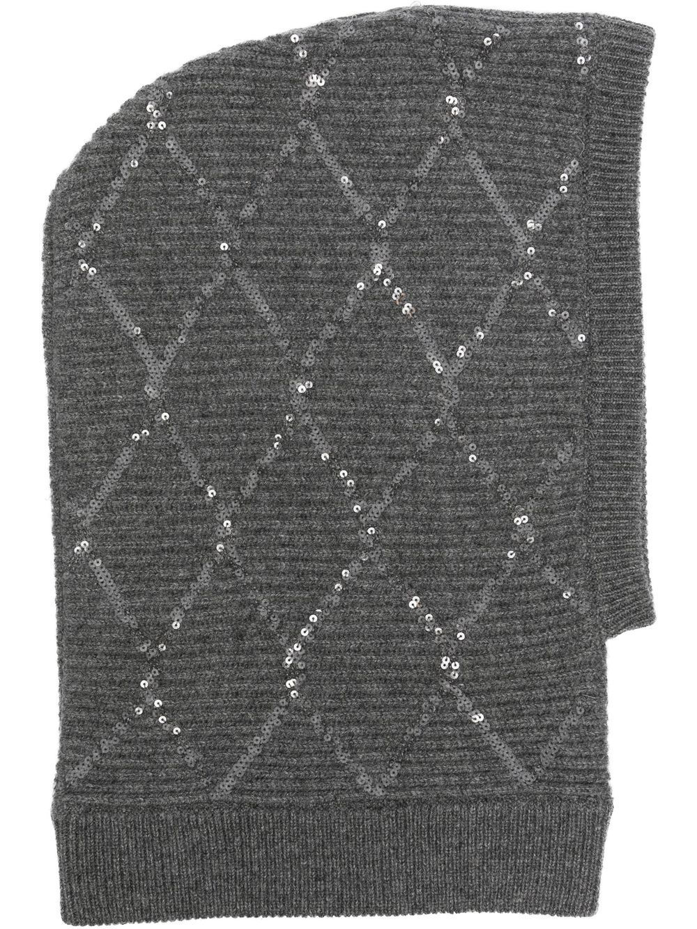 

Brunello Cucinelli ribbed-knit sequin-embellished balaclava - Grey