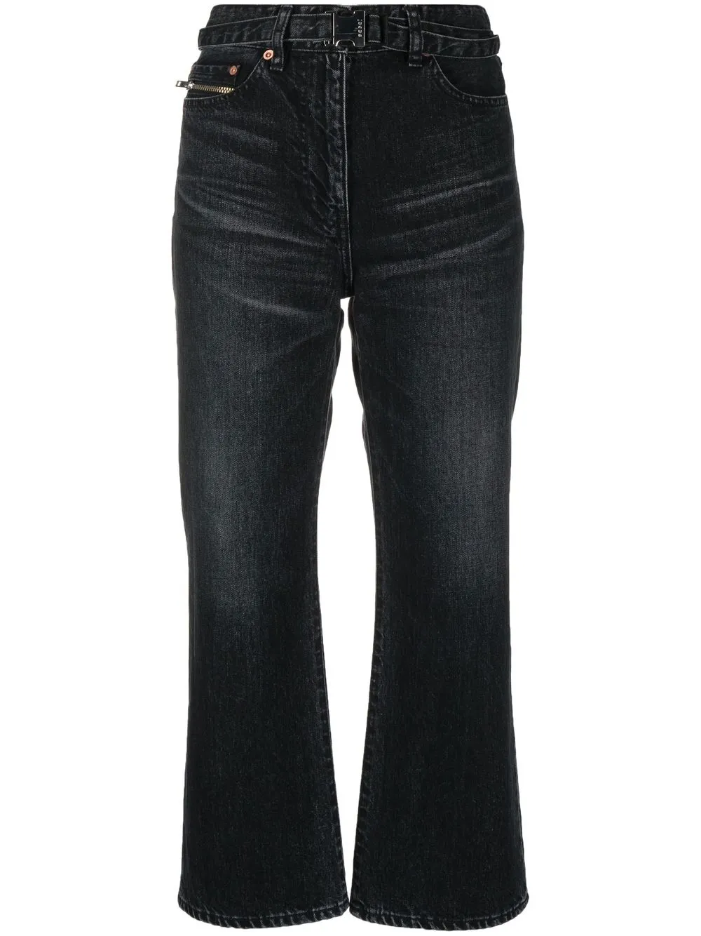 

sacai high-waisted cropped jeans - Black