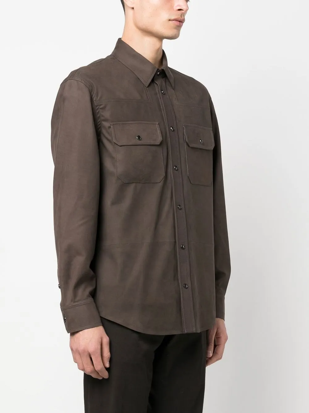 Zegna Calf-suede Shirt-jacket In Braun