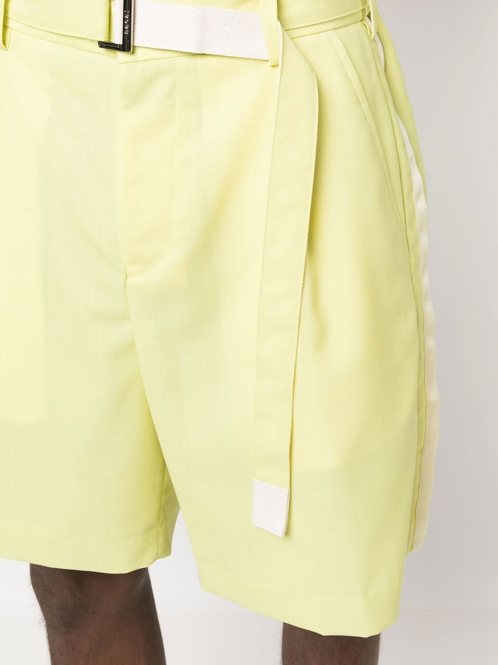 Shop Sacai Belted-waist Bermuda Shorts In Gelb