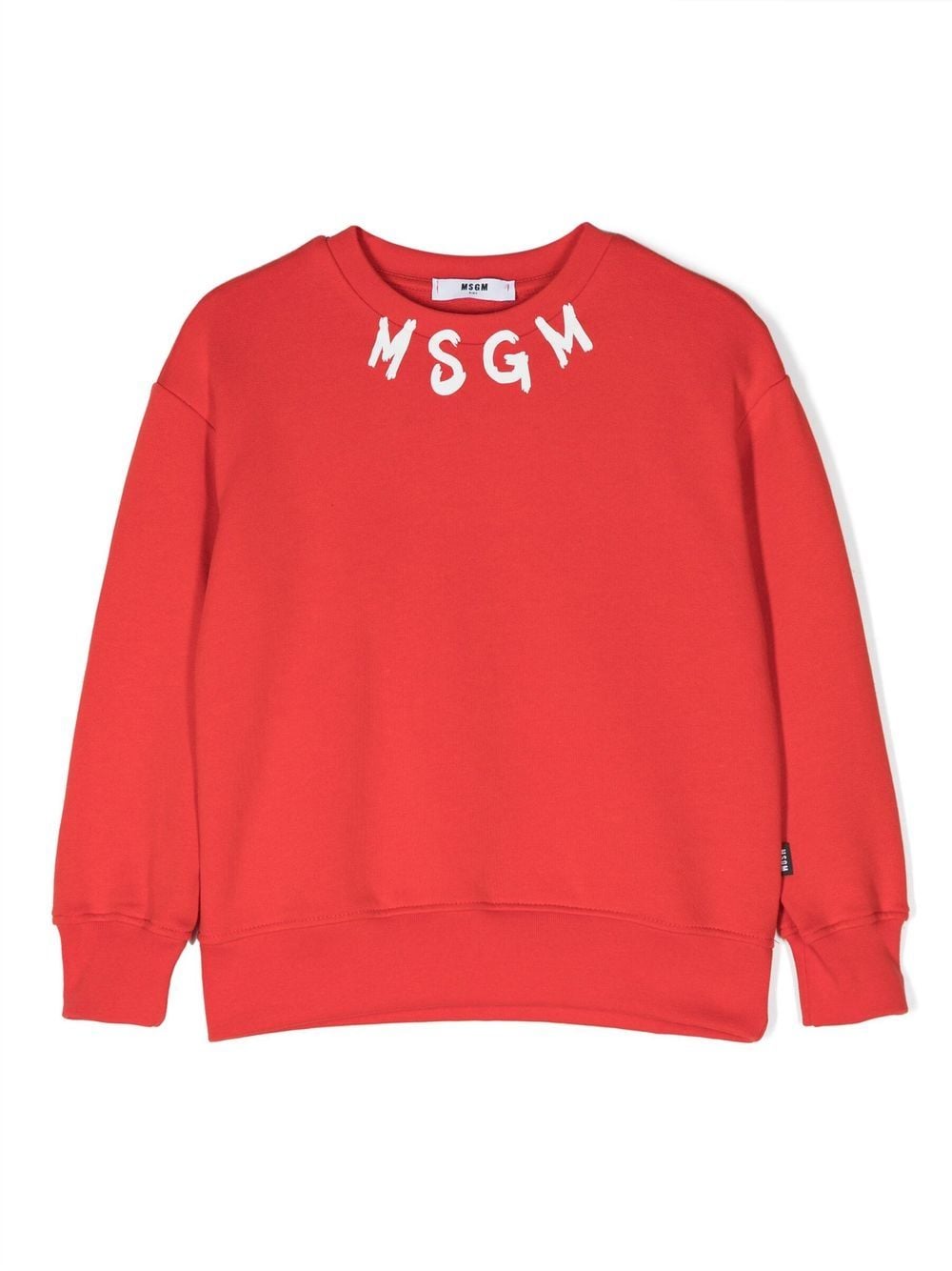 msgm kids sweat en coton à logo imprimé - rouge