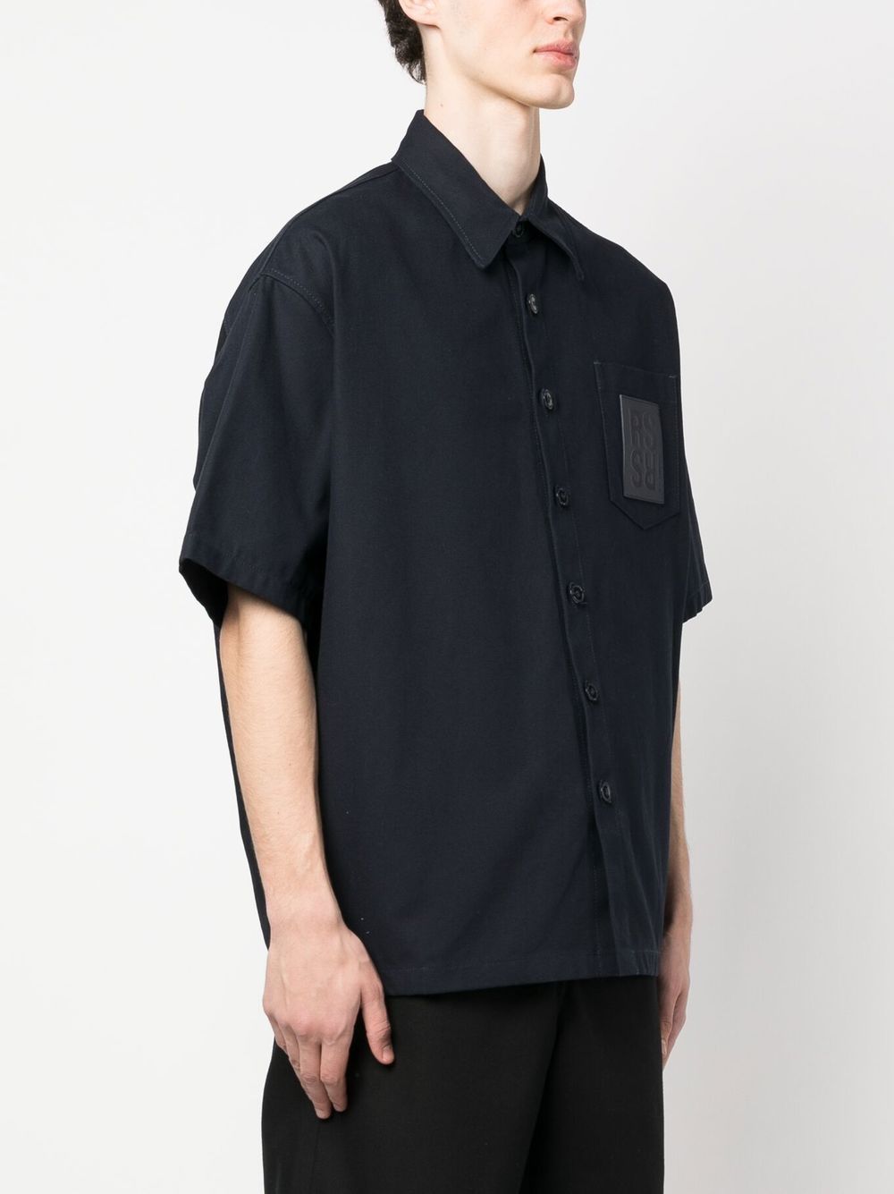 Shop Raf Simons Logo-patch Short-sleeve Shirt In Blue