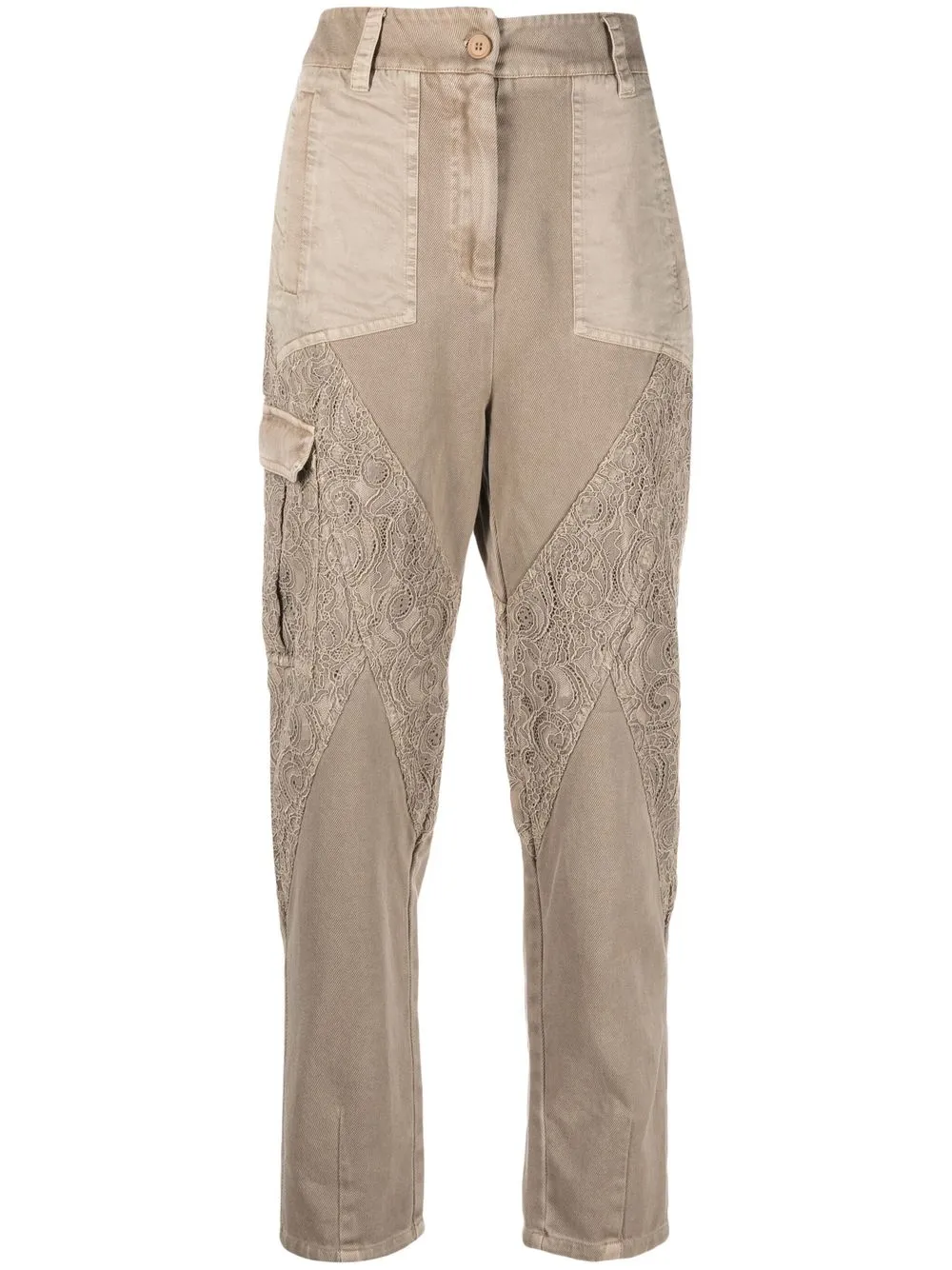 

TWINSET panelled lace-detailing cropped trousers - Neutrals