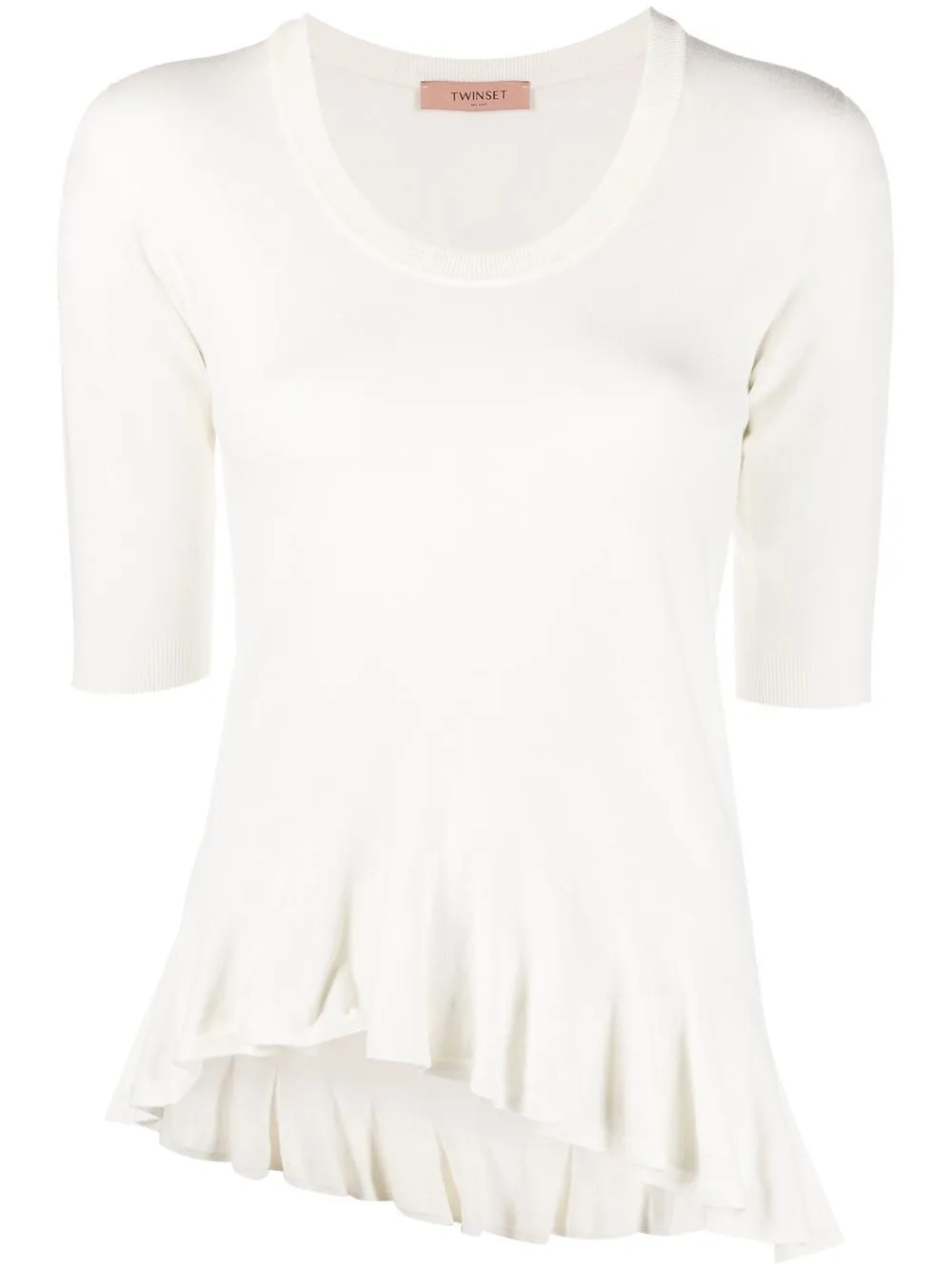 

TWINSET asymmetric-hem fine-knit top - White