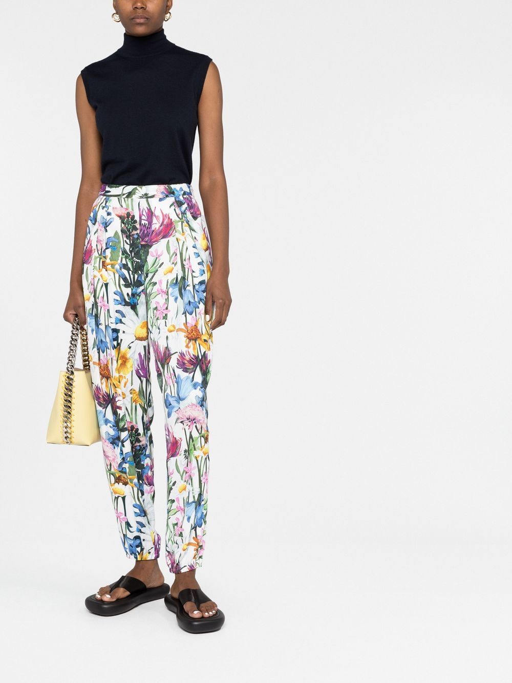 Shop Stella Mccartney Floral-print Tappered Trousers In Weiss
