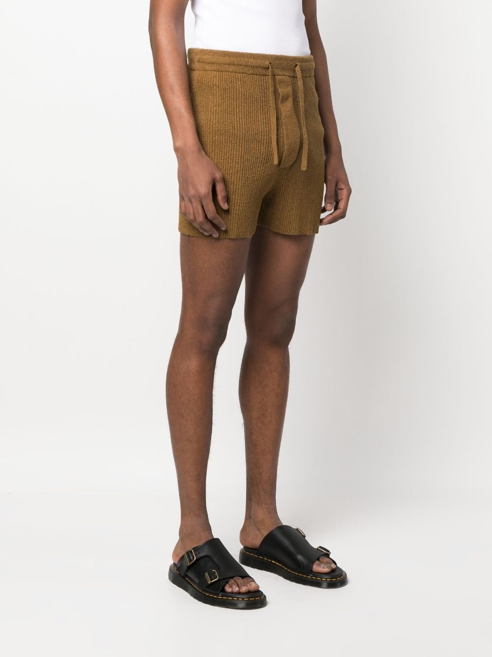 Shop Nanushka Knitted Drawstring Shorts In Brown