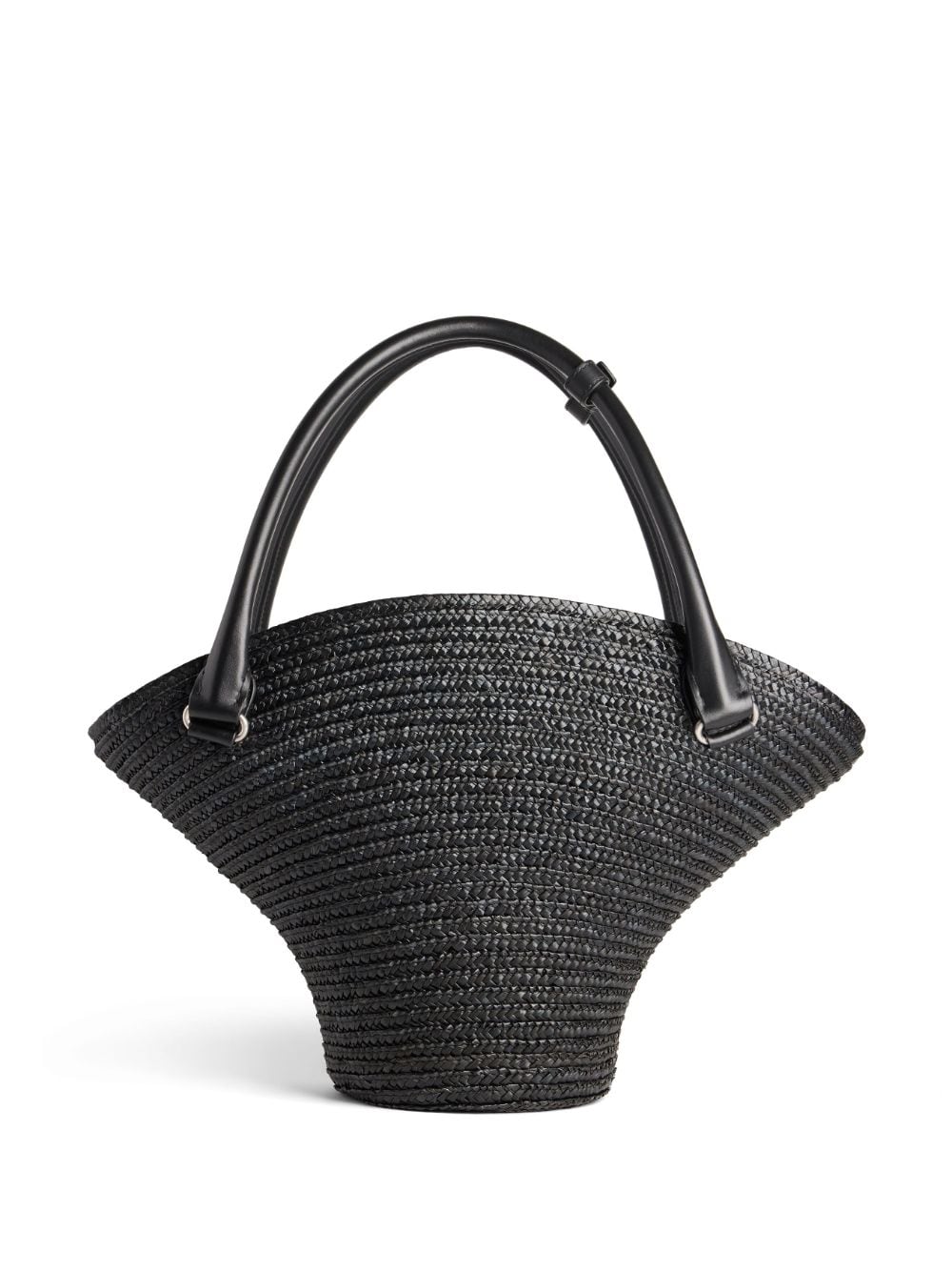 Balenciaga Medium Braided-raffia Tote Bag In Black