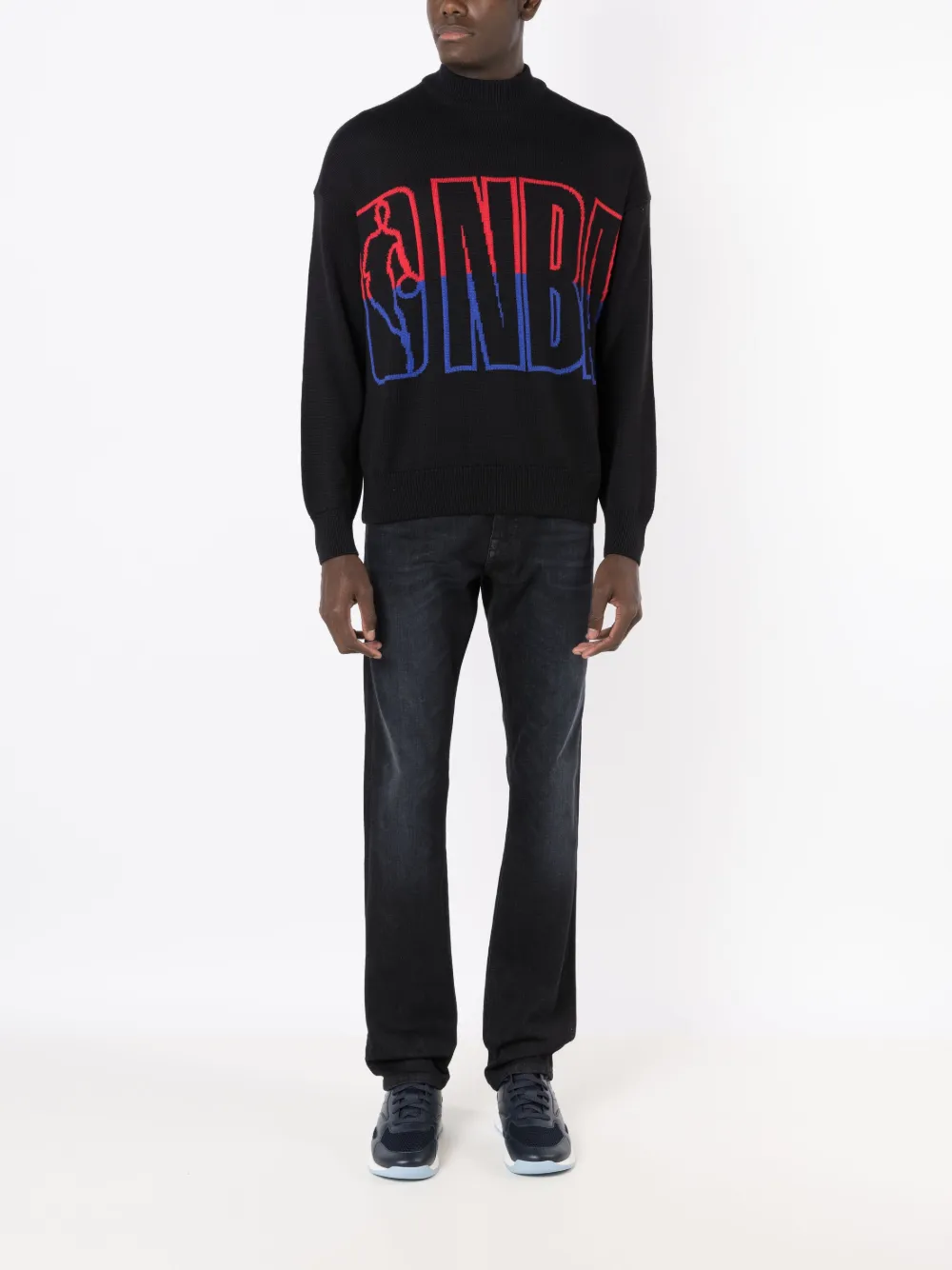 BOSS x NBA sweater met logoprint Zwart