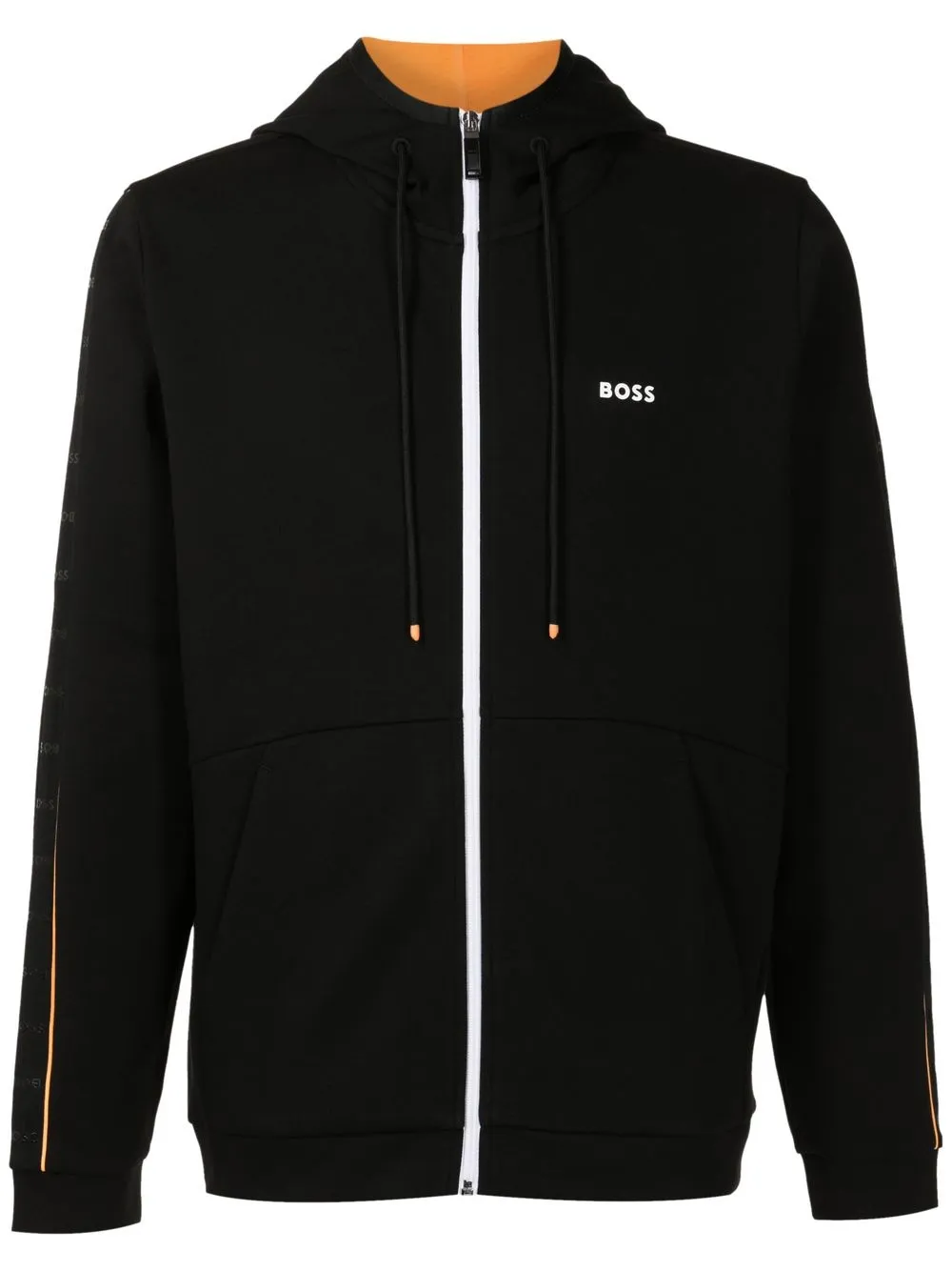 

BOSS logo side-stripe zipped hoodie - Black