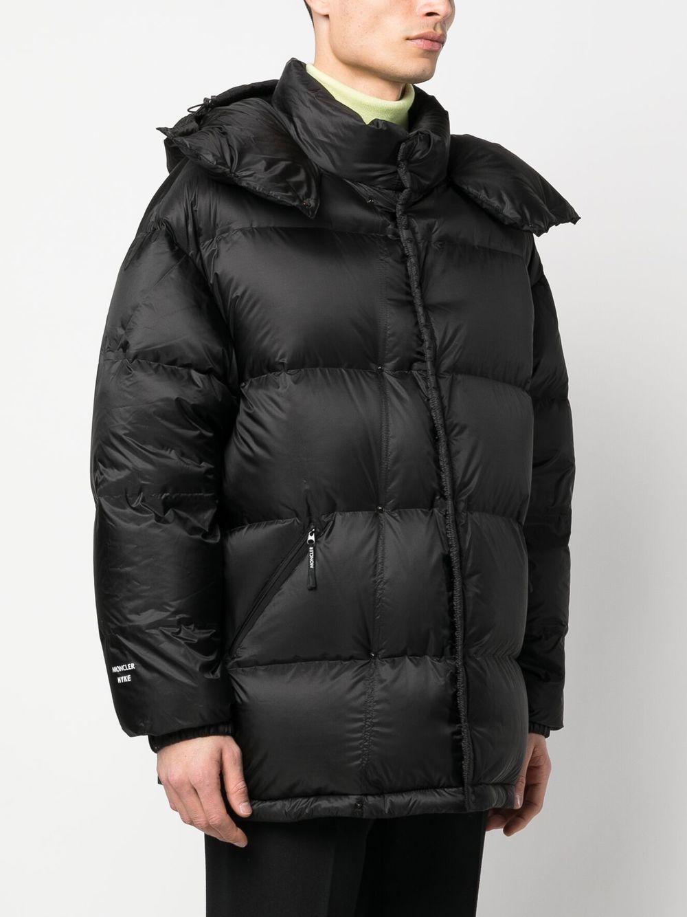 Shop Moncler Logo-patch Padded Coat In 黑色