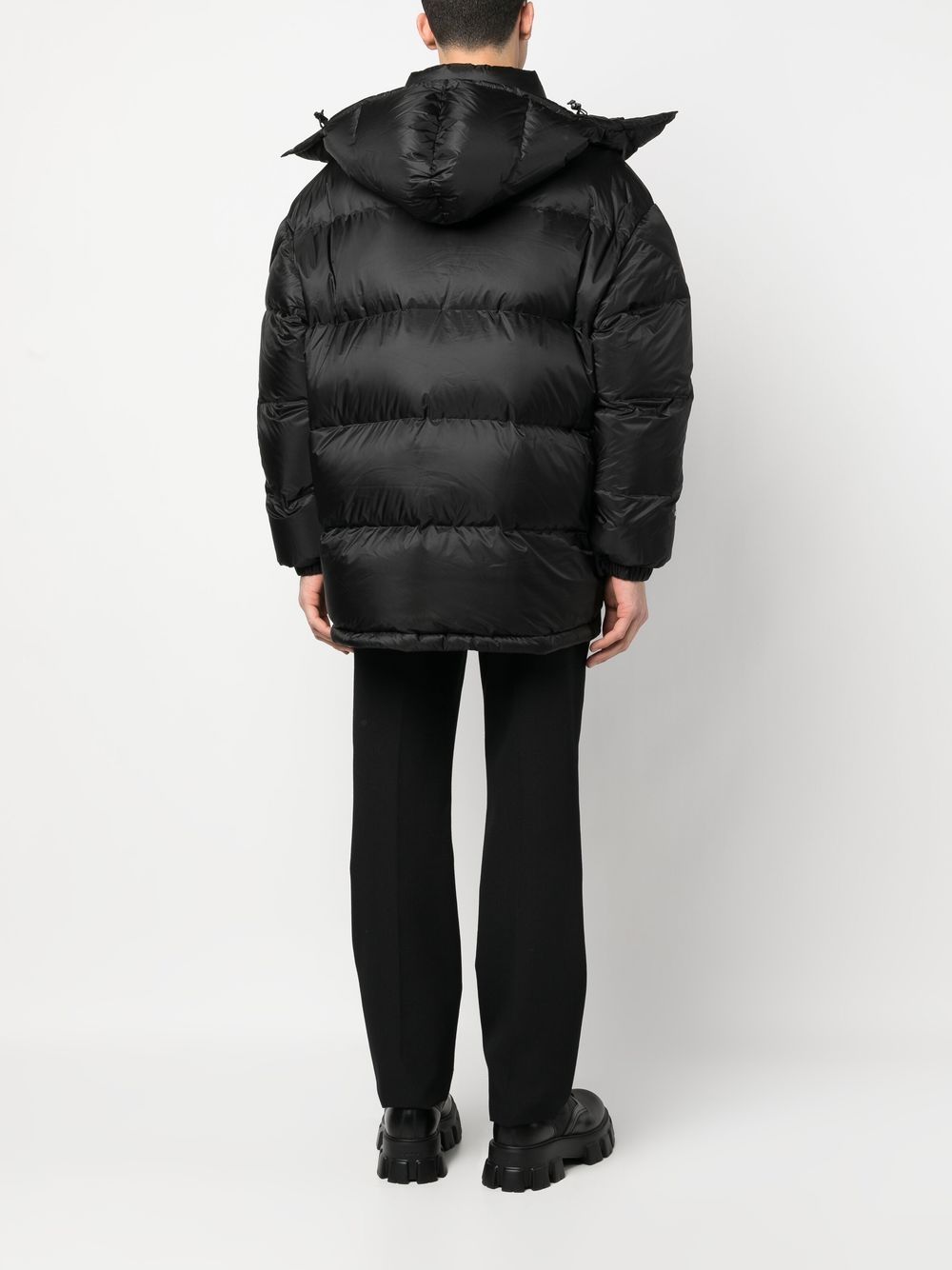 Shop Moncler Logo-patch Padded Coat In 黑色