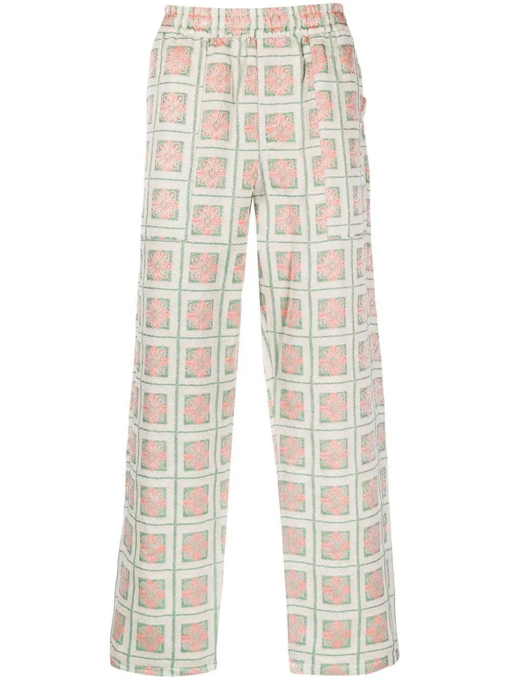 

Pleasures floral-print straight-leg trousers - White