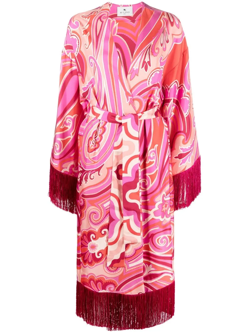 

ETRO paisley-print fringed jacket - Pink