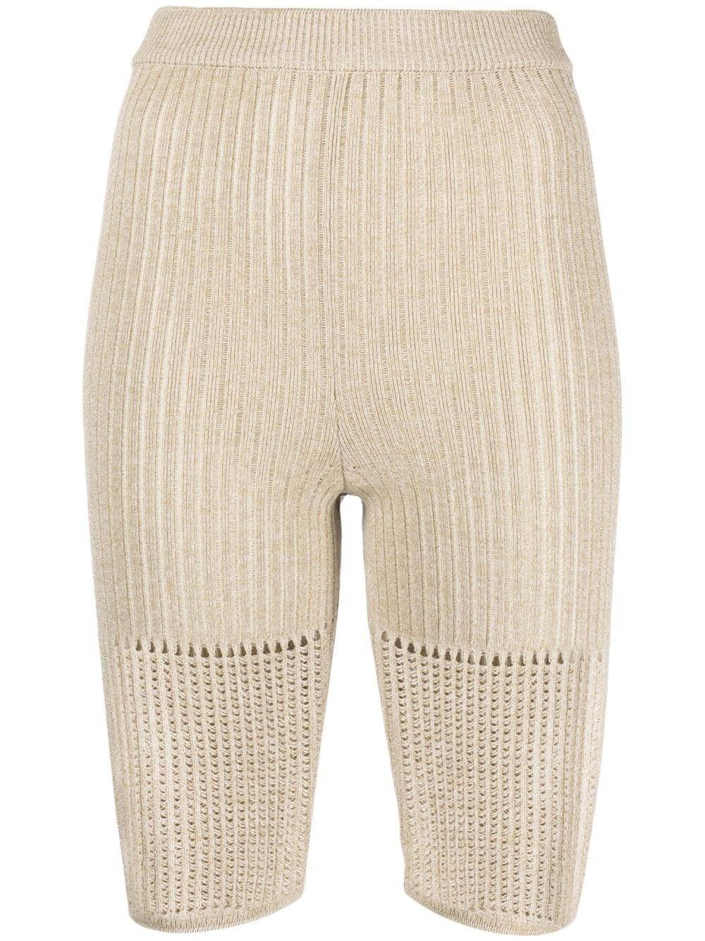 Nanushka High-waisted Knitted Cycling Shorts In Neutrals