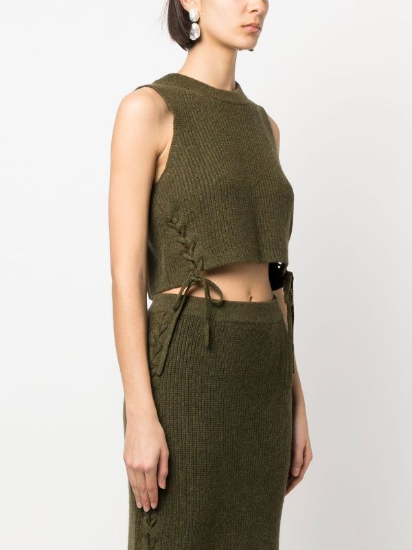 Louis Vuitton Ribbed Knit Crop Top Green. Size XL
