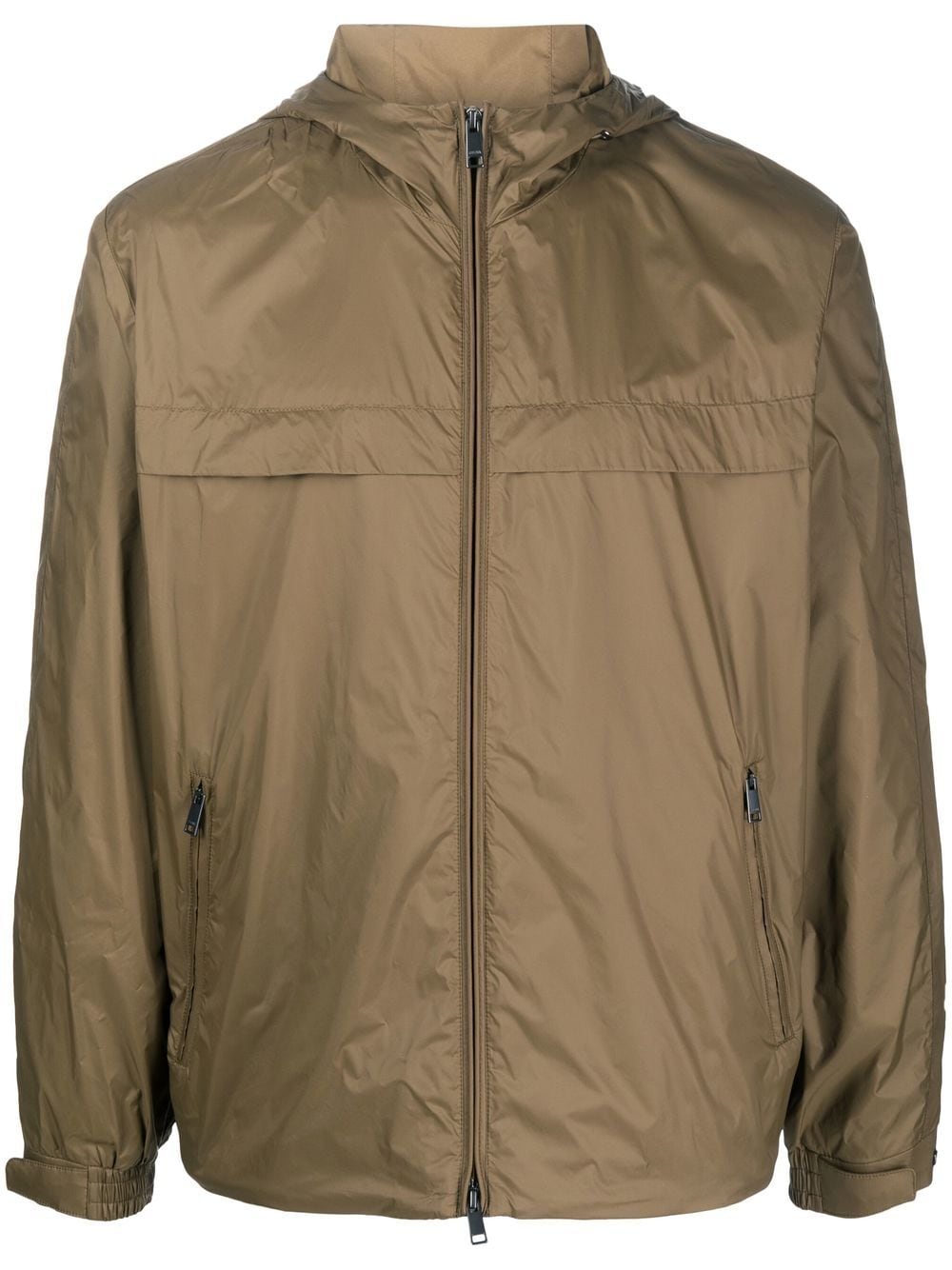 Zegna Zip-up Hooded Jacket In Grün